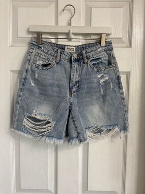 Insane Gene Distressed Light Blue Denim Cutoff Shorts High Waisted Size Small